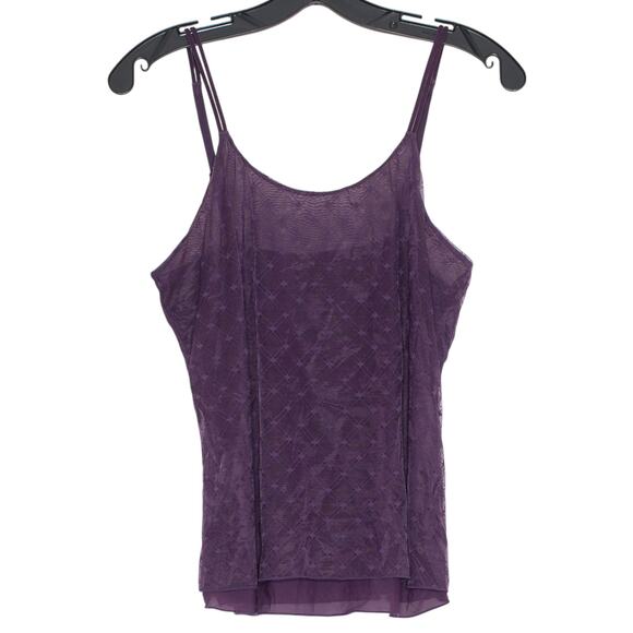 Tank Top Y2K Whimsigoth Fairy Grunge 90s Minimalist Ballet Mesh Purple Medium - Picture 1 of 4